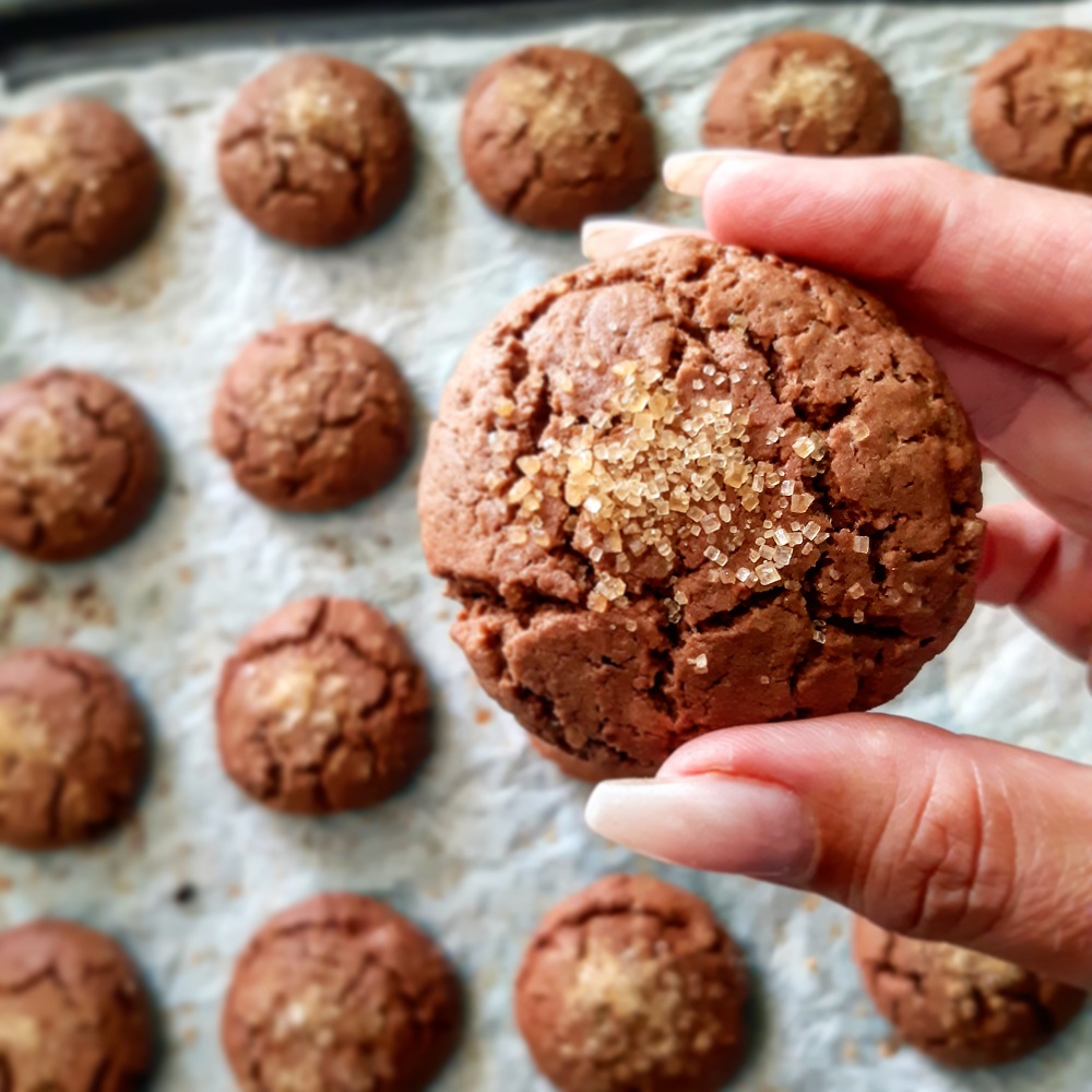 BISCOTTI AL CIOCCOLATO CON ALBUMI E ZUCCHERO DI CANNA