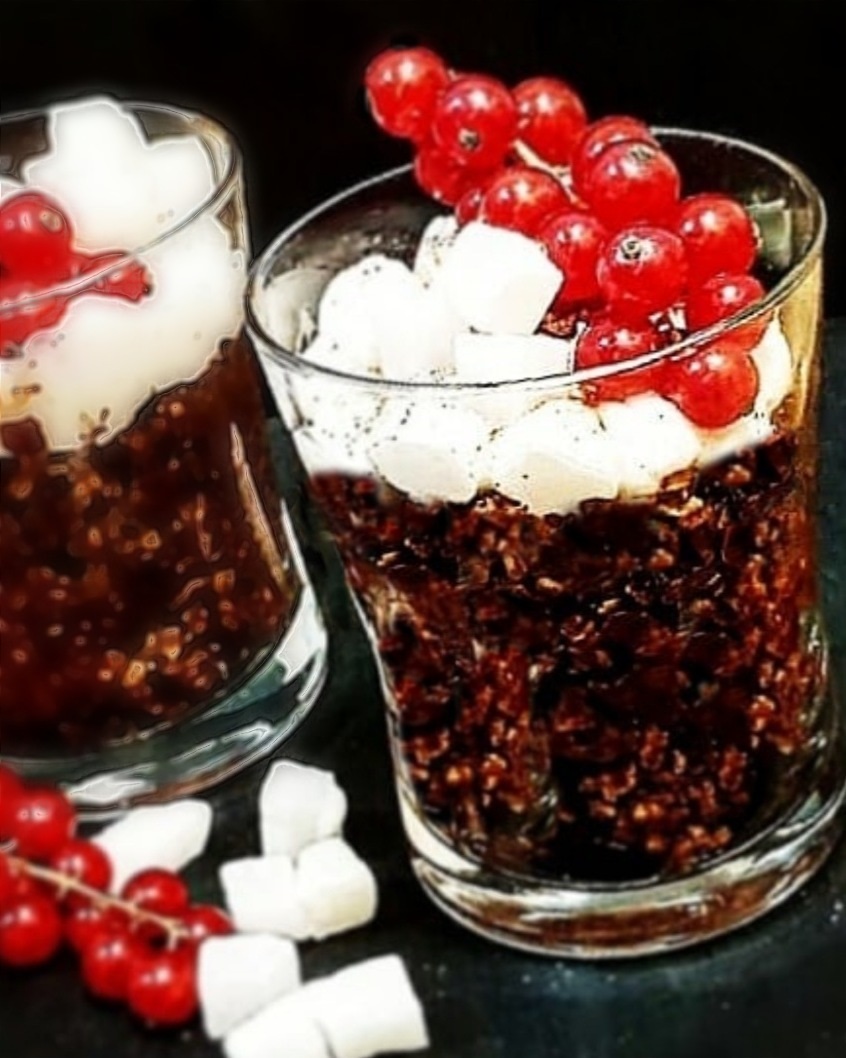 PORRIDGE AL CIOCCOLATO CON COCCO E RIBES