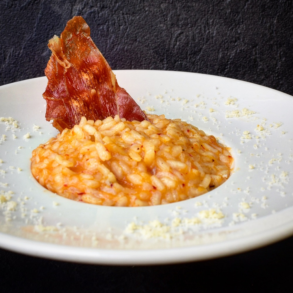 RISOTTO CON VENTRICINA ABRUZZESE E PROSCIUTTO CROCCANTE