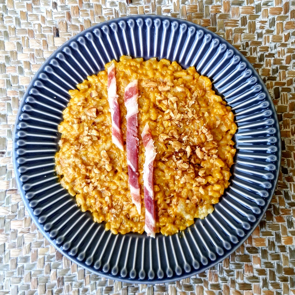 RISOTTO CON ZUCCA, NOCI E PANCETTA MINOZZI