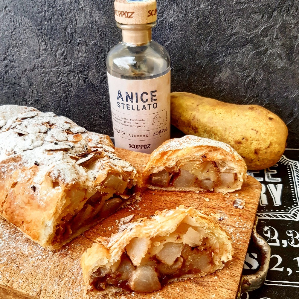 STRUDEL DI PERE, CIOCCOLATO, MANDORLE E ANICE STELLATO SCUPPOZ
