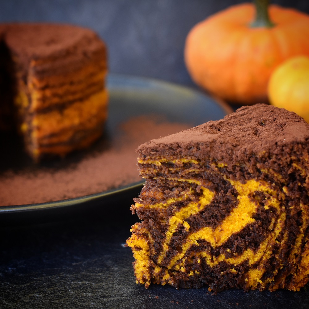 TORTA TIGRATA CON ZUCCA, CIOCCOLATO E RUM